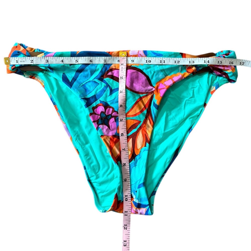 Sunshine 79 Teal Floral Bikini Bottoms with Hip Ring Details Size 14 NWT - Picture 2 of 7